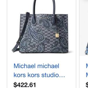 Michael Kors Paisley Navy Blue Mercer Purse NWT